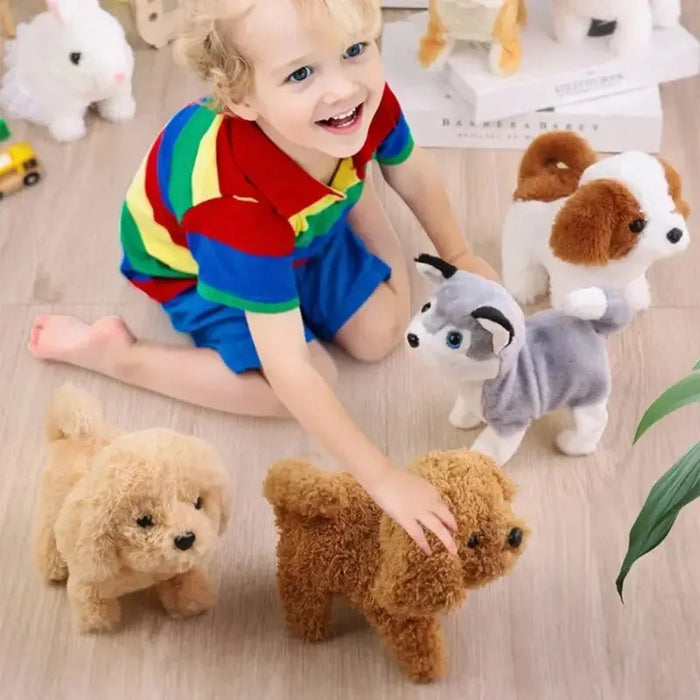 Realistico peluche simulazione cane intelligente giocattolo per bambini può camminare e chiamare elettrico peluche Robot cane bambino regalo di natale