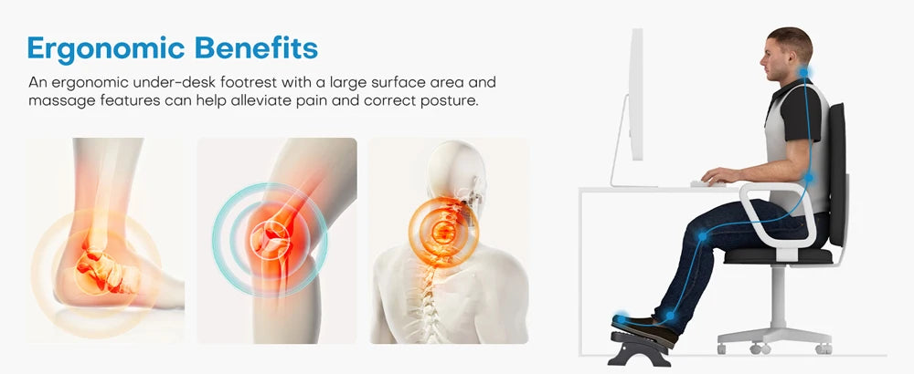 Sotto la scrivania poggiapiedi sgabello ergonomico con rulli massaggianti carico massimo 120Lbs scrivania poggiagambe sollievo dal dolore per il lavoro in ufficio a casa