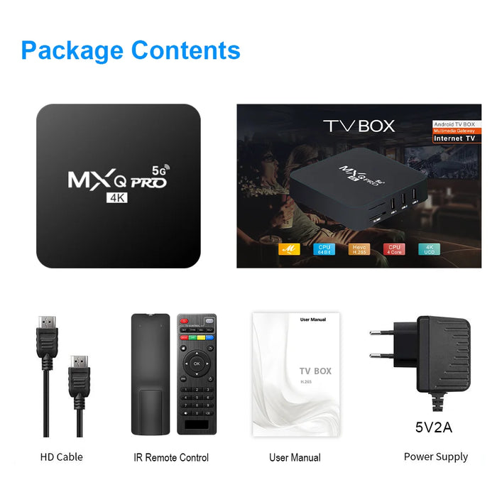 Nuovo Smart TV Box MXQ-PRO 4K HD Android 10.0 Smart TV Box 2.4/5G Dual-WIFI 3D Video Media Player Home Theater TV Set-top Box