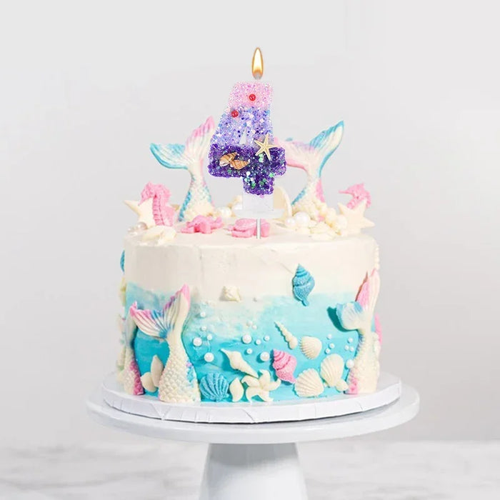 Tema oceano Sfumato Viola Compleanno Candela Pesce marino Conchiglia Decorazione Festival Torta Candele Matrimonio Buon compleanno Forniture per feste