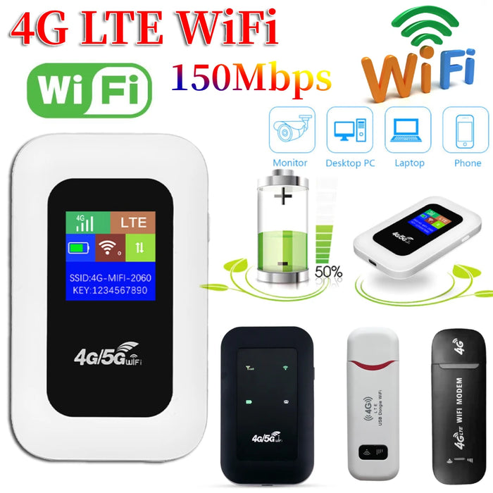 Router WIFI Mobile 4G/5G 150Mbps 4G LTE Router Wireless 3000mA Modem MiFi tascabile portatile Hotspot Wifi Mobile con Slot per Sim Card