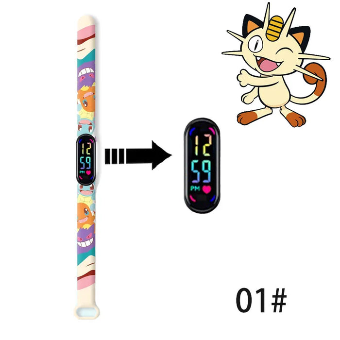 Pokemon Fire Dragon Kabi Beast Mew Two Miao Frog Seed orologio da polso per bambini LED Touch orologio impermeabile sport regali di natale