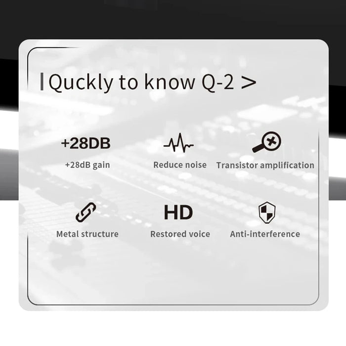 TEYUN 1 pz nero Q2 microfono preamplificatore dinamico 28Db guadagno amplificatore Mic dinamico 48V struttura in metallo Q-2 per Live