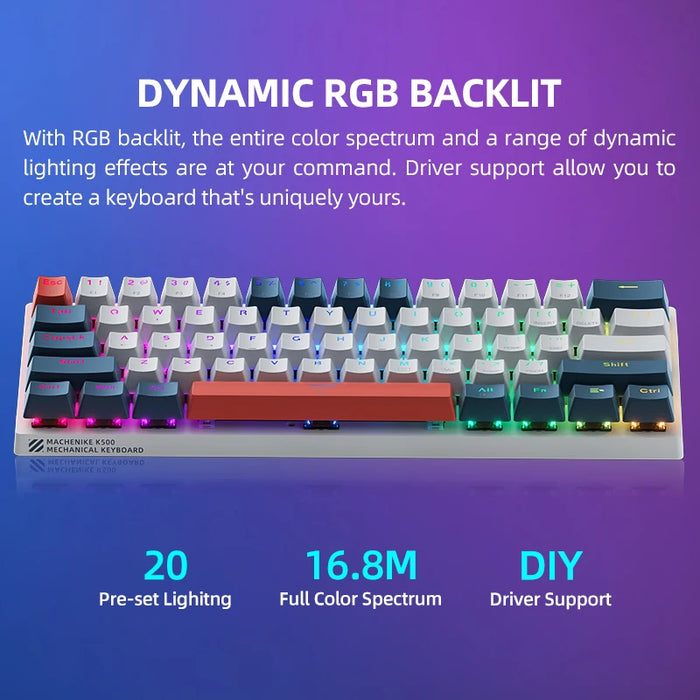 Machenike K500-B61 Mini Keybaord meccanico 60% fattore di forma 61 tasti Keybaord da gioco cablato chiave completa retroilluminato RGB intercambiabile a caldo