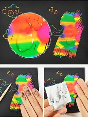 2 Pack Rainbow Scratch Paper libro d'arte per bambini nero fai da te Rainbow Art Paper Card Neon Scratch Book con bastoncino di legno