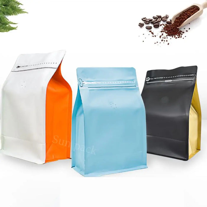 25PCS polvere di chicchi di caffè a chiusura lampo nero/bianco opaco smerigliato con valvola 250g 500g 1kg sacchetto di imballaggio per la conservazione degli alimenti in Mylar