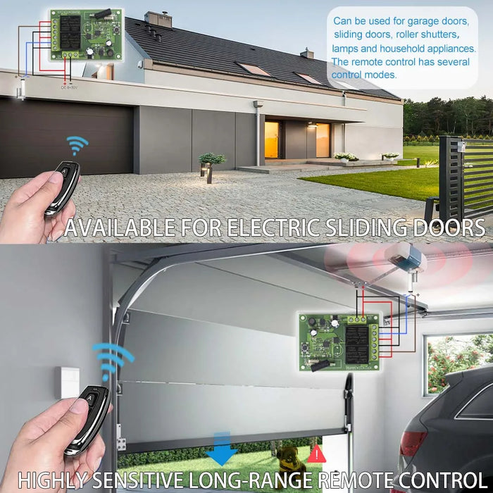 QIACHIP 433MHz interruttore di controllo remoto relè Wireless modulo 2CH trasmettitore RF DC 5V 12V 24V 30V per lampada luce porta Garage