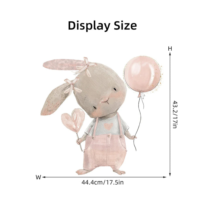 1 pz cartone animato carino palloncino testa storta coniglio adesivi murali per la decorazione della camera dei bambini camera dei bambini decalcomanie da parete camera da letto decorativa