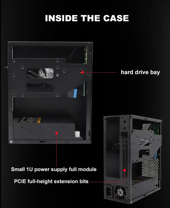 HTPC Computer Case Mini ITX Gaming PC Chassis Desktop Chassis USB3.0 Computer Case Home Computer Case nero e argento