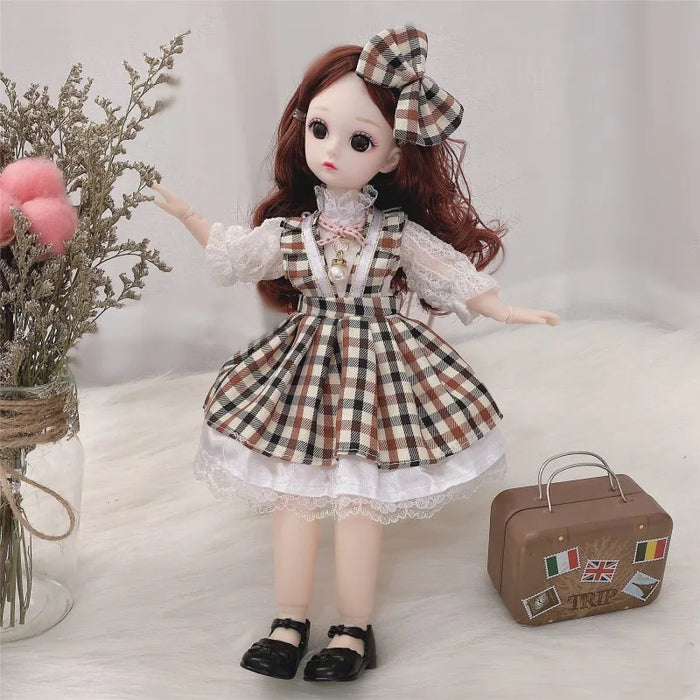 30cm Bjd Doll 12 giunti mobili 1/6 vestito da ragazza 3D occhi marroni giocattolo con vestiti scarpe giocattoli per bambini per ragazza regalo per bambini