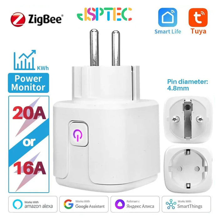 Presa intelligente Tuya EU16A/20A Wifi Smart Plug con monitoraggio dell'alimentazione Smart Life APP supporto per telecomando Google Assistant Alexa