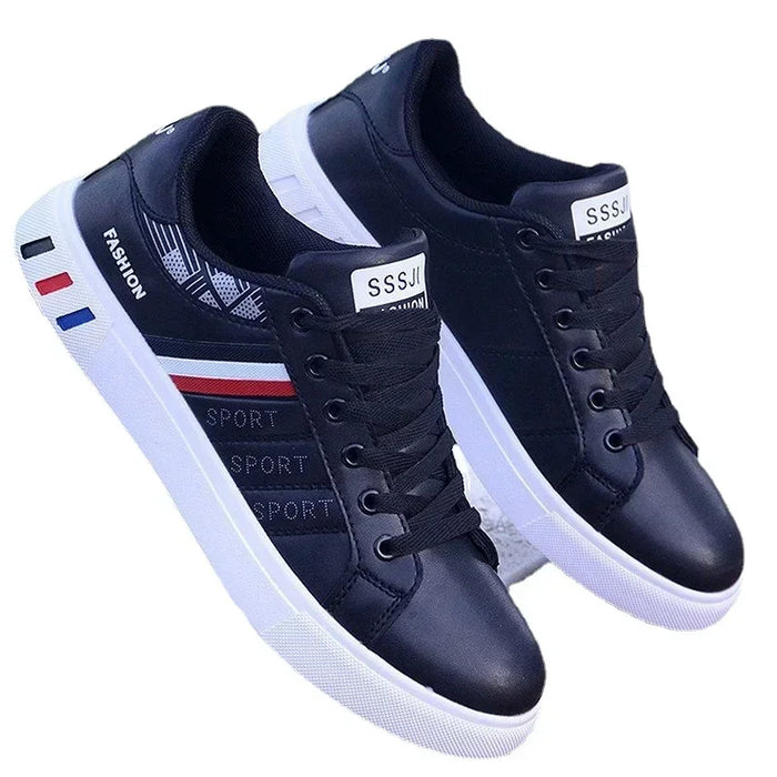 Scarpe da ginnastica da uomo scarpe Casual da uomo appartamenti Zapatillas Hombre scarpe da uomo traspiranti in pelle leggera Pu scarpe sportive bianche da uomo