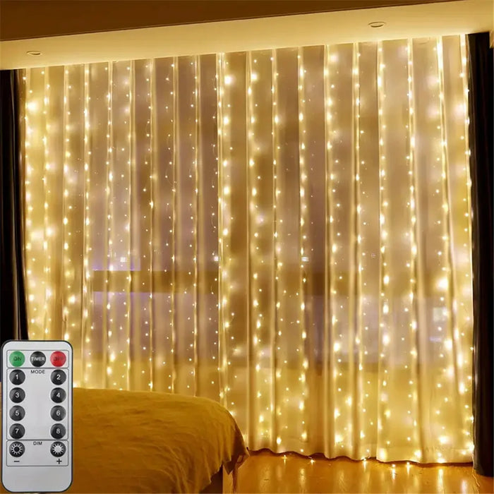 Navidad 2024 ornamenti LED tenda stringa luce decorazione USB ghirlanda lampada 8 modalità per la festa di natale a casa matrimonio di capodanno