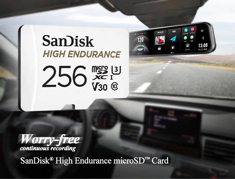 SanDisk scheda microSD ad alta resistenza V30 U3 C10 scheda di memoria professionale per dash cam o monitoraggio domestico 32GB 64GB 128GB 256GB