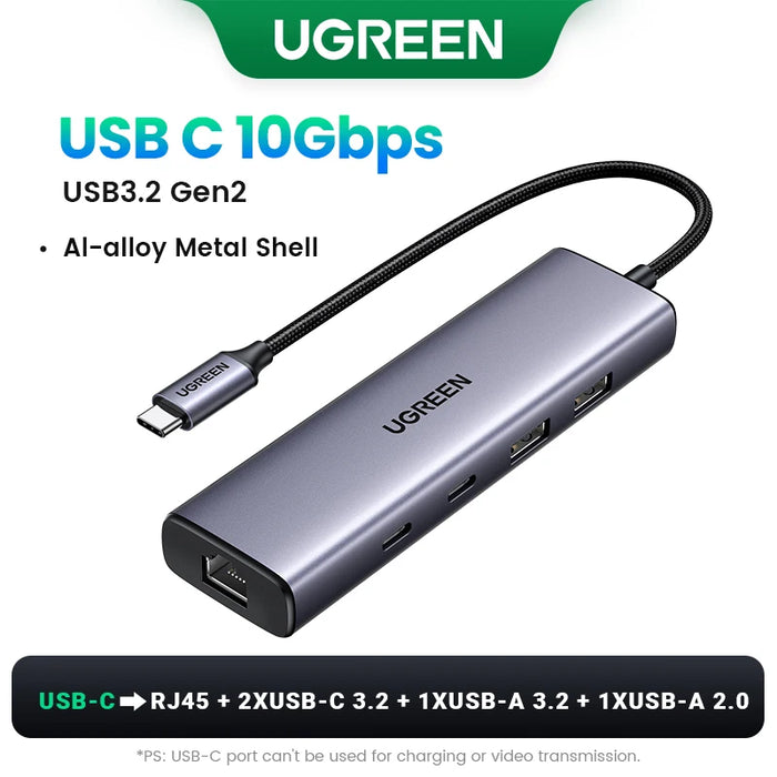 UGREEN USB Ethernet Adapter 1000/100Mbps USB3.0 HUB RJ45 Lan per PC portatile Xiaomi Mi Box Macbook Windows USB-C HUB scheda di rete