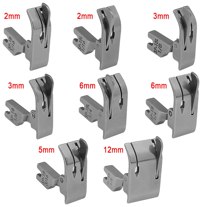 Piedino guida bordo sinistro/destro in acciaio # SP-18 1/2 1/4 3/16 1/8 1/16 per accessori per macchine da cucire industriali ad ago singolo