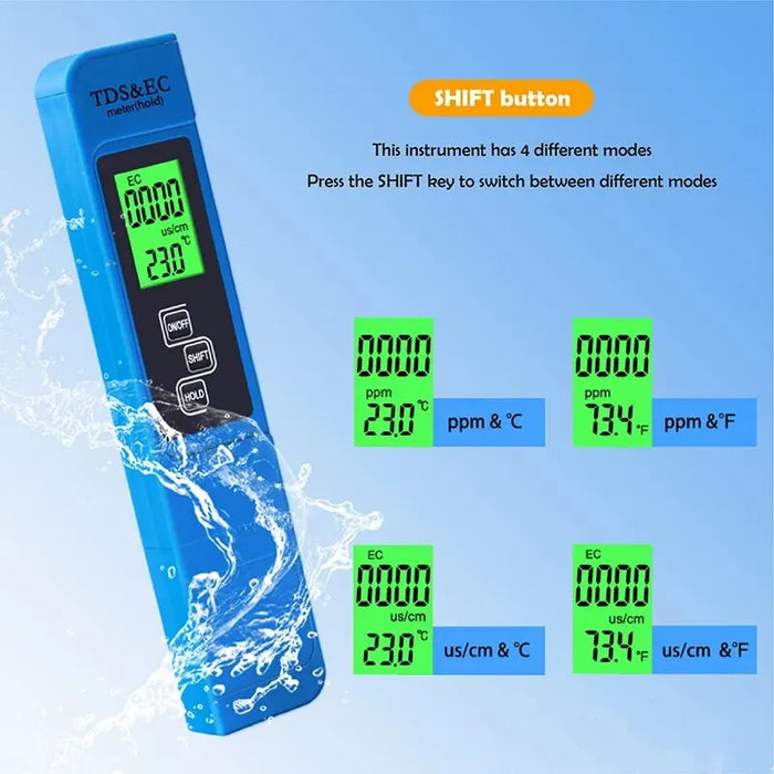 2pcs TDS phmetro Digital Water Tester 0.01ph phmetro ad alta precisione 0-9990ppm temperatura PPM Tester