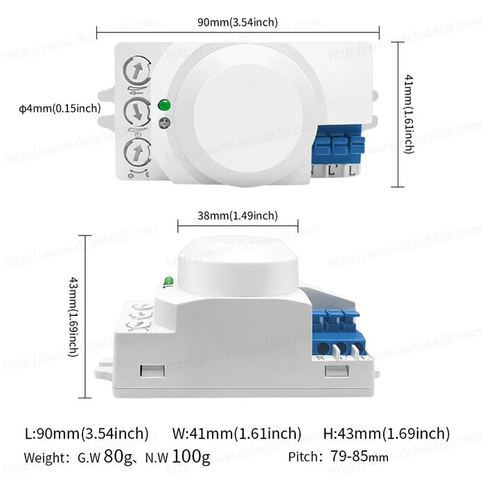 Interruttore del sensore a microonde a induzione a LED intelligente interruttore della luce del sensore di movimento intelligente a 360 gradi interruttore del sensore a 5.8GHz