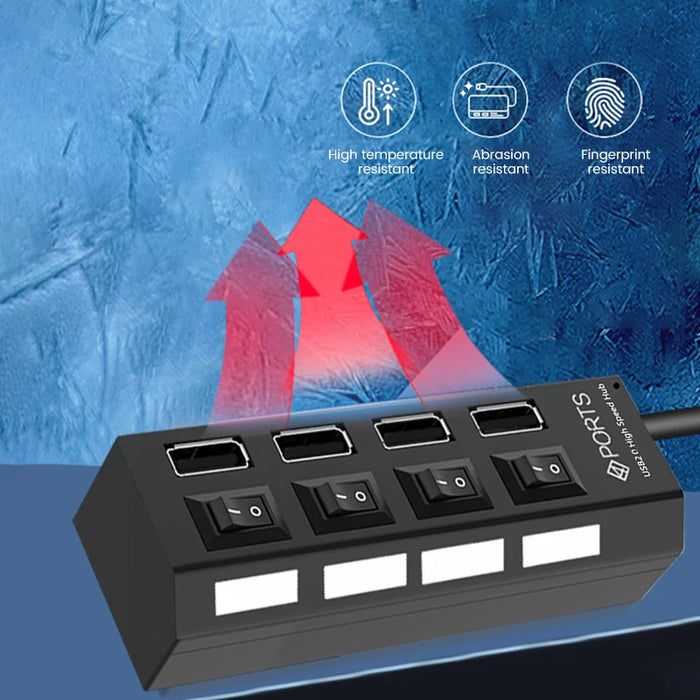 Hub USB 2.0 porte Splitter Multi USB Hub usa adattatore di alimentazione Hub espansore multiplo a 4/ 7 porte con cavo Switch da 30CM per la casa