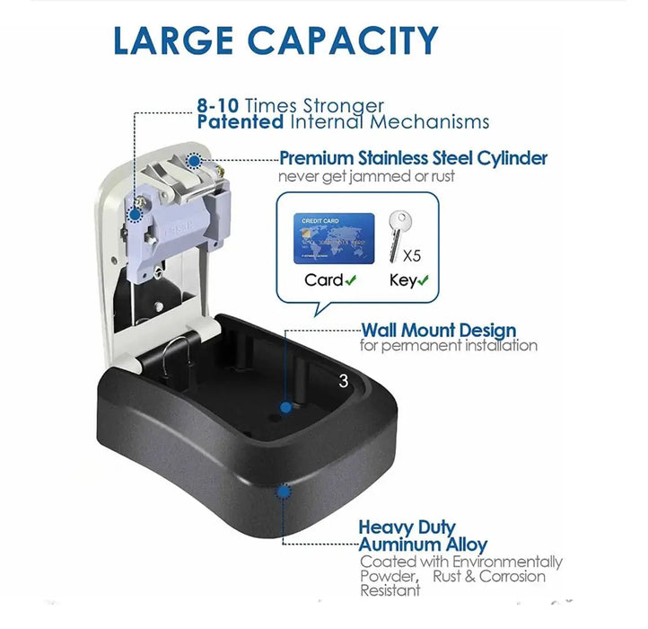Portachiavi serratura a combinazione a parete impermeabile 4 cifre password 5 chiavi scatola di immagazzinaggio facile da riparare casa o ufficio