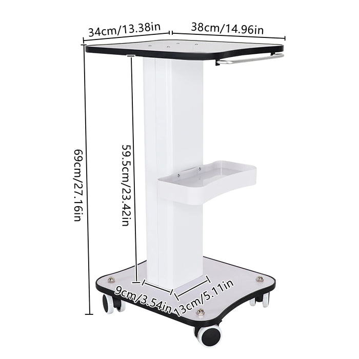 Supporto per salone di bellezza carrello rotante carrello per attrezzature per lo stoccaggio di bellezza SPA organizzatore per supporto per macchina 3 livelli con maniglia a pressione