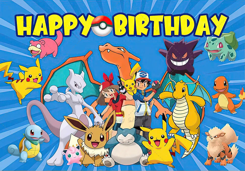 Pokemon Pikachu sfondo decorazione animazione fotografia sfondo Banner Poster festa di buon compleanno bambini ragazzo Baby Shower