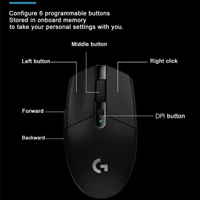 Logitech G304 Gioco per computer Mouse wireless 2.4g Mouse ergonomico Hero Engine 12000 dpi Accessorio per PC Bluetooth Win Mac Os Regalo