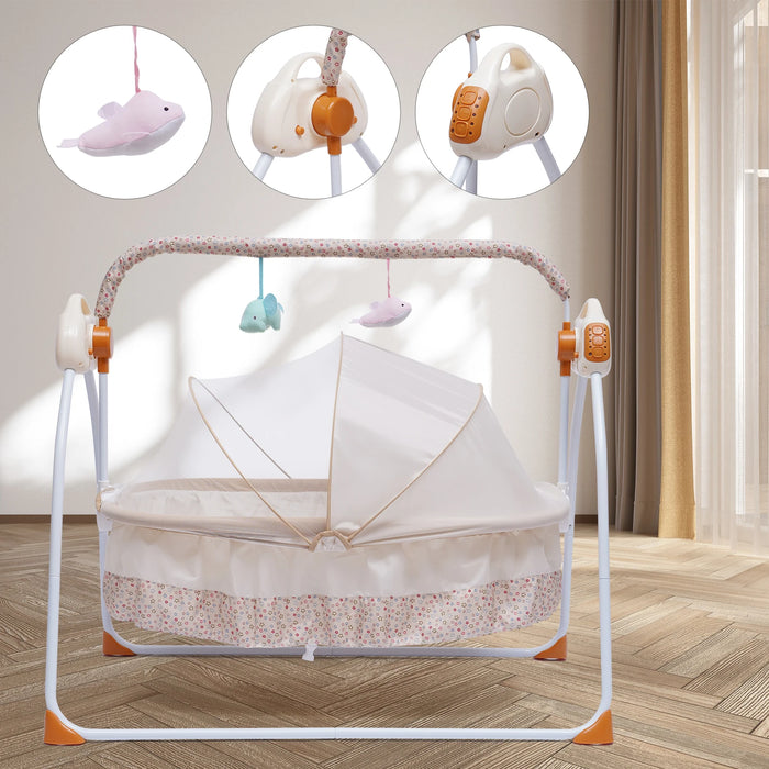 5 marce elettrico Auto-Swing culla culla letto per dormire dondolo per neonati + musica netta musica Bluetooth regolabile + tappetino