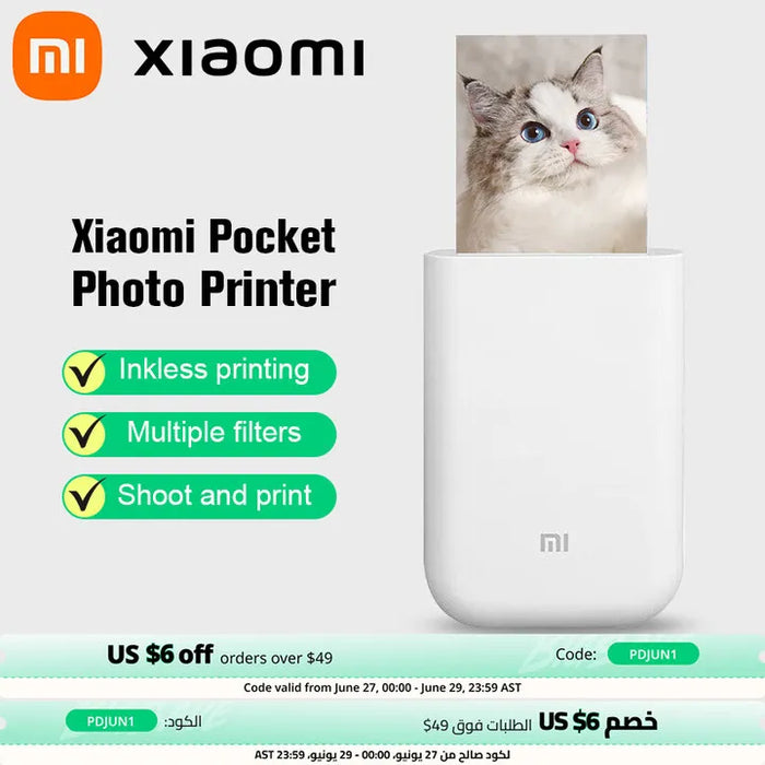 Nuovo originale portatile Mini Xiaomi Pocket Photo Printer Wireless Bluetooth Thermal Print AR Video Mijia ZINK colore autoadesivo