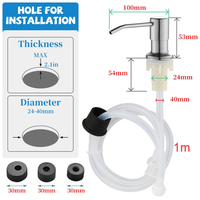 Lavello da cucina pompa per Dispenser di sapone liquido in acciaio inossidabile bottiglia di sapone liquido da 500ML supporto per lavello bottiglia per Dispenser di sapone a pressione manuale