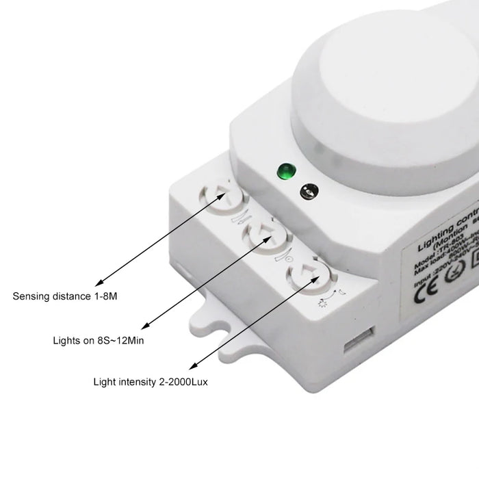 Interruttore del sensore a microonde a induzione a LED intelligente interruttore della luce del sensore di movimento intelligente a 360 gradi interruttore del sensore a 5.8GHz