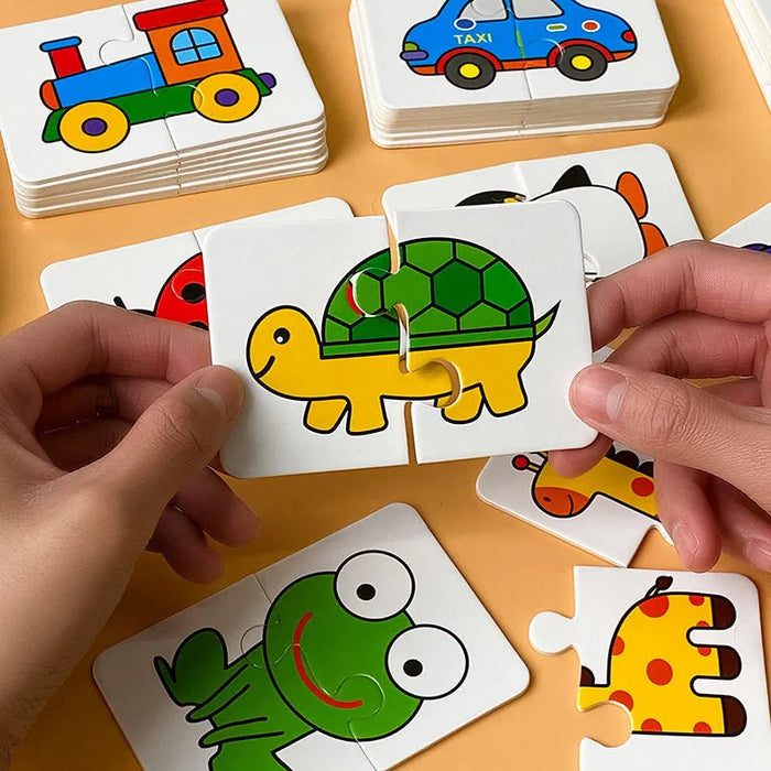 32Pcs Toddler Matching Card Early Montessori Education Puzzle Toys Cartoon Jigsaw Animal Color Shape regali di allenamento cognitivo