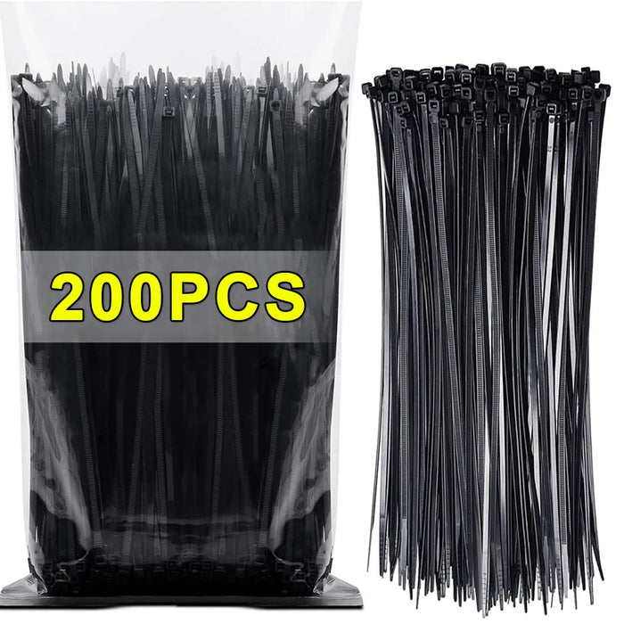 200/100Pcs fascette per cavi in Nylon fascette per cavi autobloccanti regolabili cinghie anello di fissaggio fascette in plastica riutilizzabili per l'home Office