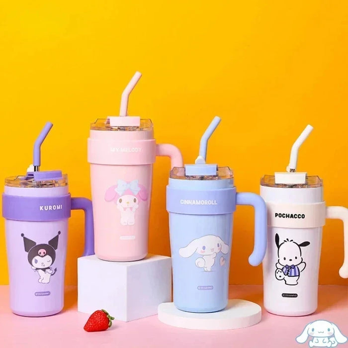 MINISO Sanrio Kuromi Water Cup My Melody Kuromi Anime Series Cute Straw Cup High-look Cinnamoroll regalo per ragazza di grande capacità