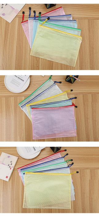 5PCS cartella di immagazzinaggio di cancelleria File Mesh Zipper Pouch A4 A5 A6 B5 2PCS A3 B4 borsa per documenti cartella per File con cerniera forniture per ufficio scolastico