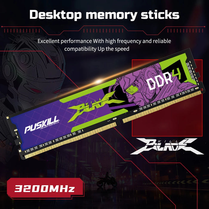 PUSKILL Killblade DDR4 32gb 16gb 8gb RAM 1.2V 3200mhz 2666mhz C19 CL22 UDIMM memoria Desktop