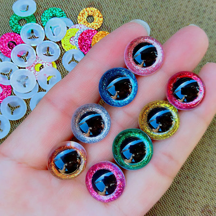 20pcs 3D plastica Glitter occhi di sicurezza per giocattoli all'uncinetto Amigurumi fai da te Mix sfuso dimensioni miste bambola giocattolo che fa 10/12/14/16/18/20/22mm