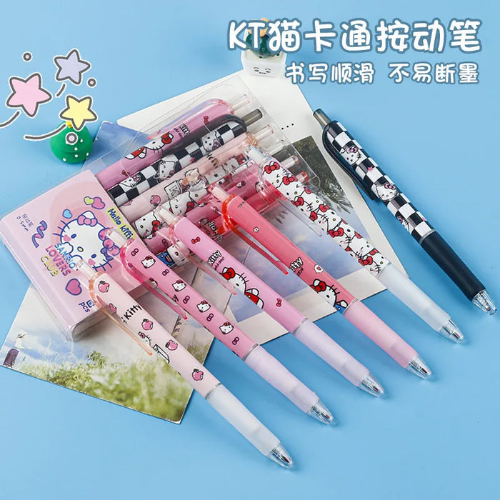 6 pz Sanrio Gel Pen Hello Kitty Cartoon Kuromi ST asciugatura rapida nero 0.5mm premere la penna a sfera apprendimento cancelleria regali