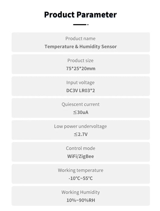 Tuya ZigBee Wifi sensore di umidità della temperatura alimentato a batteria Smart Home Security funziona per Alexa Google Home Homekit App gratuita