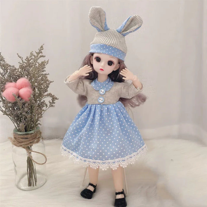 30cm Bjd Doll 12 giunti mobili 1/6 vestito da ragazza 3D occhi marroni giocattolo con vestiti scarpe giocattoli per bambini per ragazza regalo per bambini