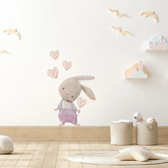 1 pz cartone animato carino palloncino testa storta coniglio adesivi murali per la decorazione della camera dei bambini camera dei bambini decalcomanie da parete camera da letto decorativa