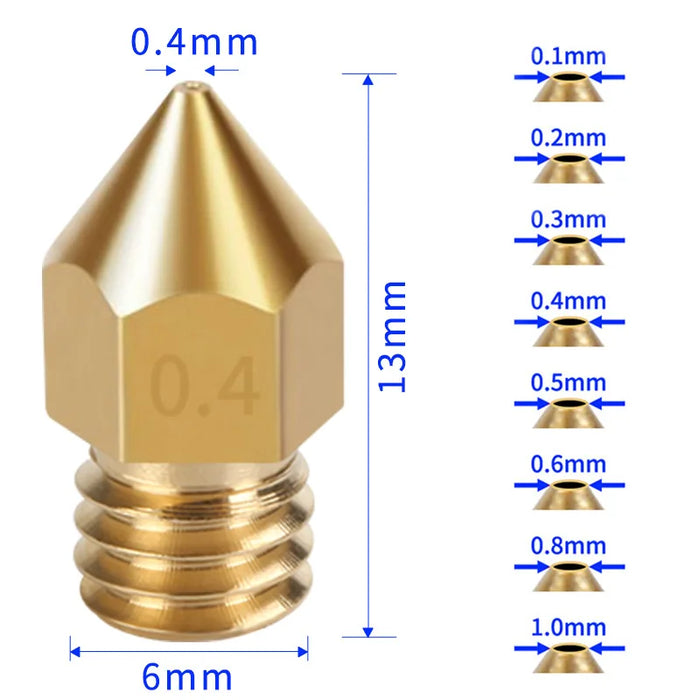 10/20 pz MK8 ugello in ottone 0.2MM 0.3MM 0.4MM 0.5MM 0.6MM ugelli testa estrusore per 1.75MM CR10 CR10S Ender-3 parti della stampante 3D