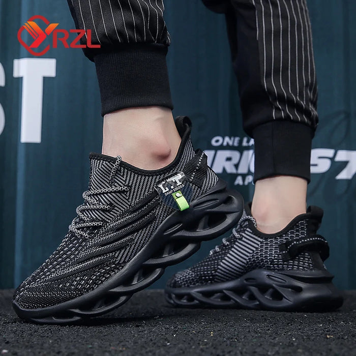 YRZL uomo sport Running scarpe da Jogging nere Sneakers Casual Outdoor Mesh traspirante donna leggero assorbimento degli urti Tennis nero