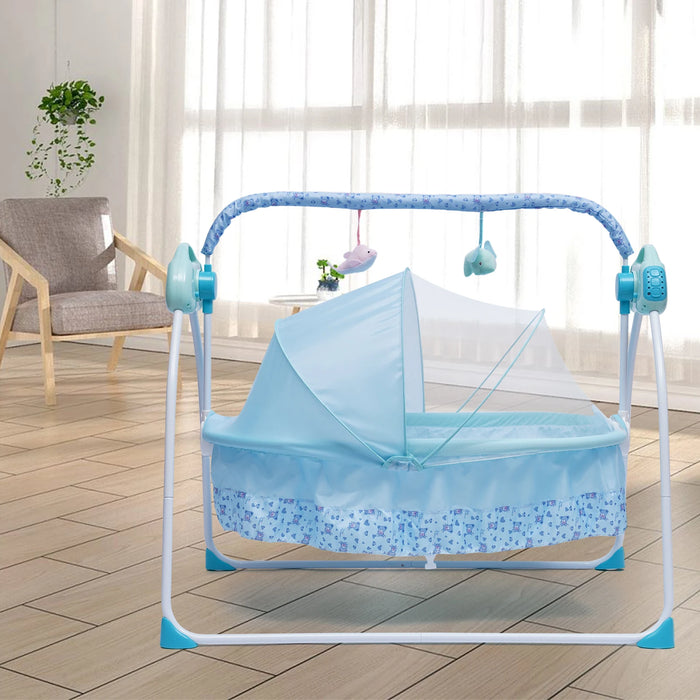 5 marce elettrico Auto-Swing culla culla letto per dormire dondolo per neonati + musica netta musica Bluetooth regolabile + tappetino