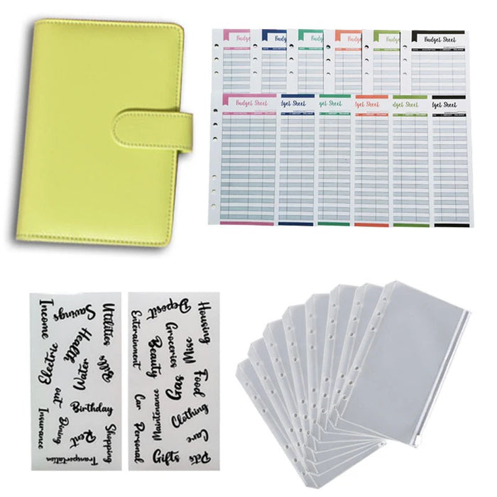 A6 Budget legers Planner 6 fori 8 buste con cerniera 2 adesivi in un portafoglio per NoteBook per risparmiare denaro Organizer sistema di cassa