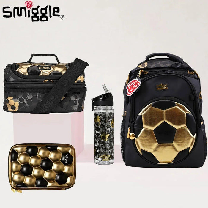 Smiggle Gold Football 18th Anniversary borsa da scuola per studenti borsa da pranzo borsa a matita tazza d'acqua zaino Anime regalo