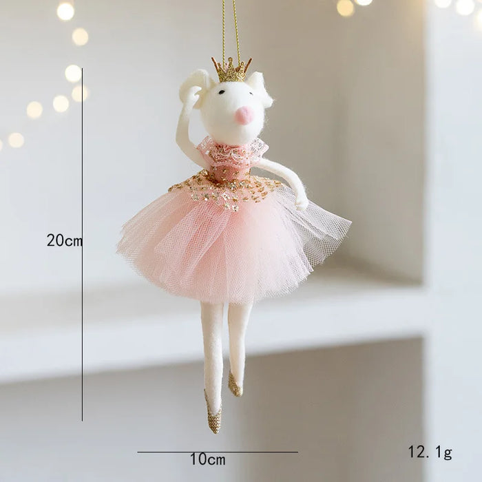 Nuovo natale Mouse bambola ciondolo ragazza balletto angelo albero di natale ciondolo peluche appeso decorazione di natale Charms regali di capodanno