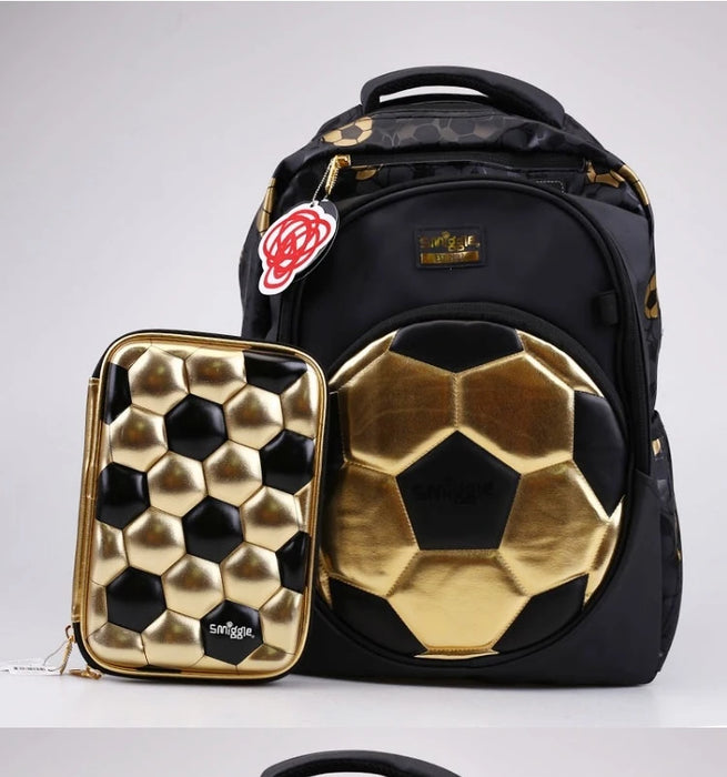 Smiggle Gold Football 18th Anniversary borsa da scuola per studenti borsa da pranzo borsa a matita tazza d'acqua zaino Anime regalo