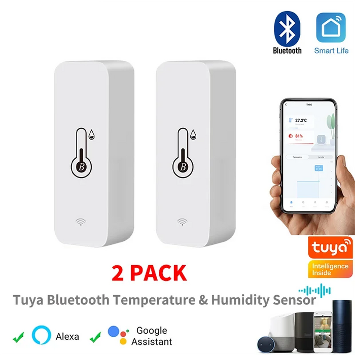 Tuya Smart Wireless sensore di umidità della temperatura Mini Bluetooth-compatibile APP telecomando termometro igrometro 2PACK