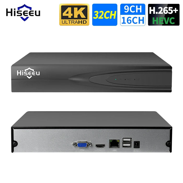 Hiseeu H.265 + HEVC 8CH 16CH 32CH CCTV NVR 4K 8MP 5MP 4MP 3MP 2MP videoregistratore di rete IP per Kit di sistema di telecamere di sorveglianza